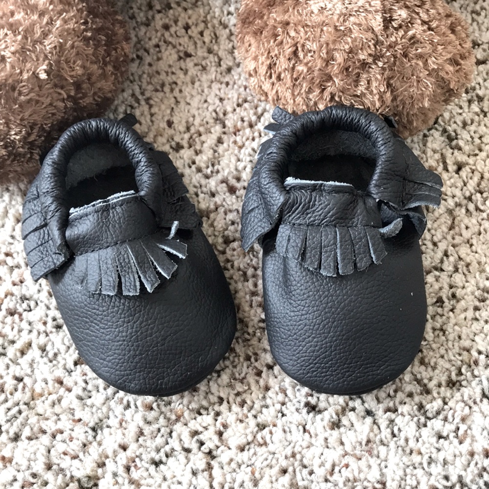 0-6 month genuine leather baby moccasin soft sole